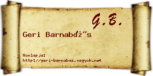 Geri Barnabás névjegykártya