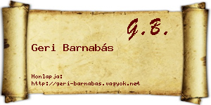 Geri Barnabás névjegykártya